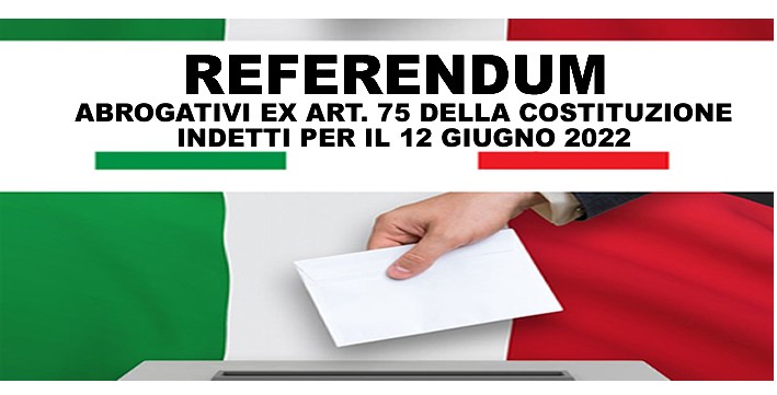 Immagine che raffigura REFERENDUM POPOLARI ABROGATIVI 12 GIUGNO 2022