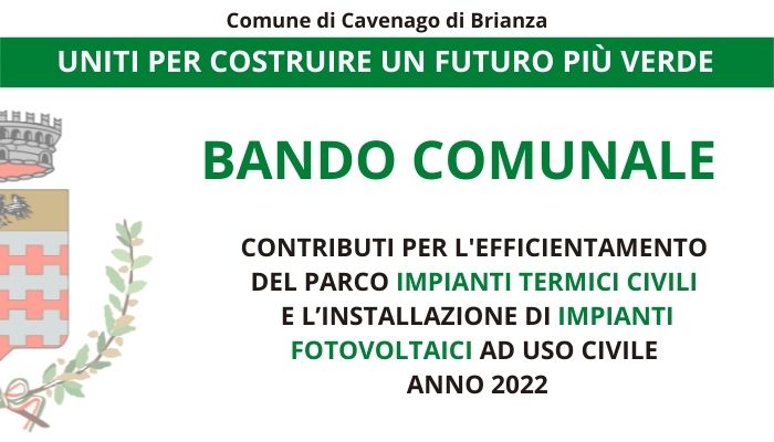 Immagine che raffigura Bando Comunale: efficientamento energetico