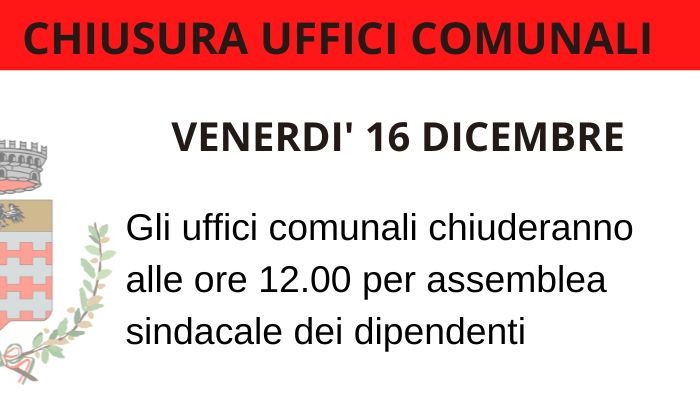 Immagine che raffigura Chiusura anticipata uffici comunali