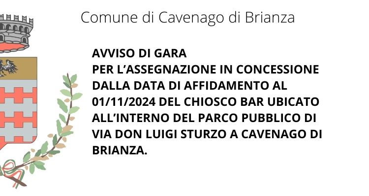 Immagine che raffigura AVVISO DI GARA: CHIOSCO AL PARCO ARCOBALENO