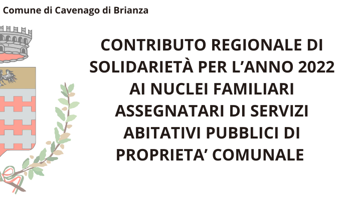 Immagine che raffigura CONTRIBUTO REGIONALE DI SOLIDARIETÀ PER L’ANNO 2022 