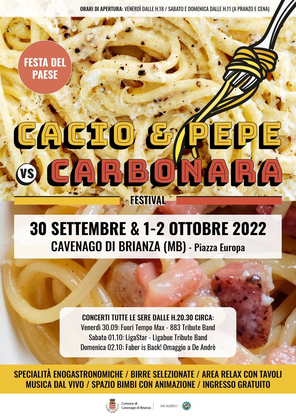 FESTA DEL PAESE 2022: Cacio & Pepe VS Carbonara Festival