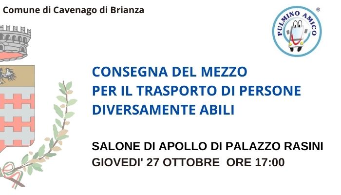 Immagine che raffigura Consegna del mezzo per il trasporto di persone diversamente abili