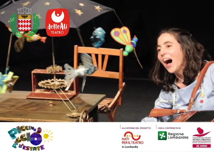 Uno spettacolo per tutti i bambini da 1 a 4 anni nella rassegna Piccino Picciò estate presentato da DelleAli Teatro con la compagnia Finisterrae Teatro