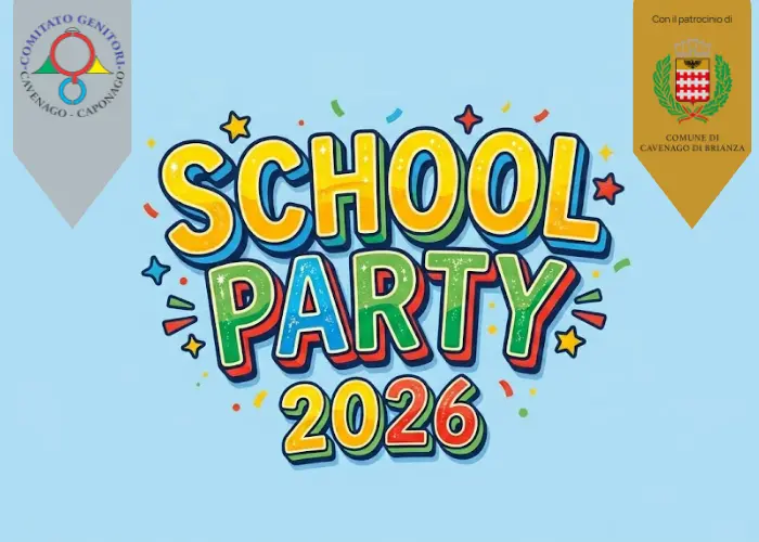 Il 20 giugno torna il Cavenago School Party: pomeriggio di giochi, sfilate, attività e musica dal vivo per bambini e famiglie. Ingresso gratuito, cucina sempre aperta. Iniziativa patrocinata dal Comune di Cavenago di Brianza.